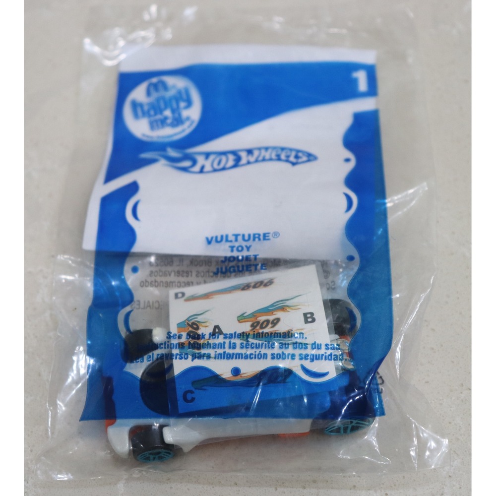 McDonalds Happy Meal Hot Wheels Vulture Toy 2009 Sealed White Orange Car #1